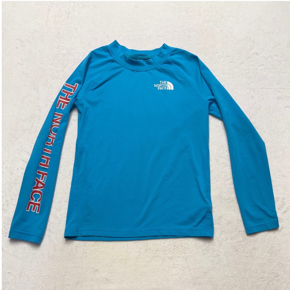 The North Face Boys FlashDry UPF 40+ Sun Shirt Rash Guard Blue Size M 10/12